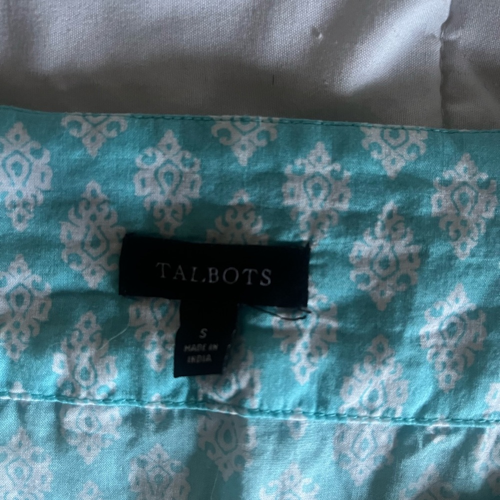 Talbots Turquoise Patterned Embroidered Sleeveles… - image 3